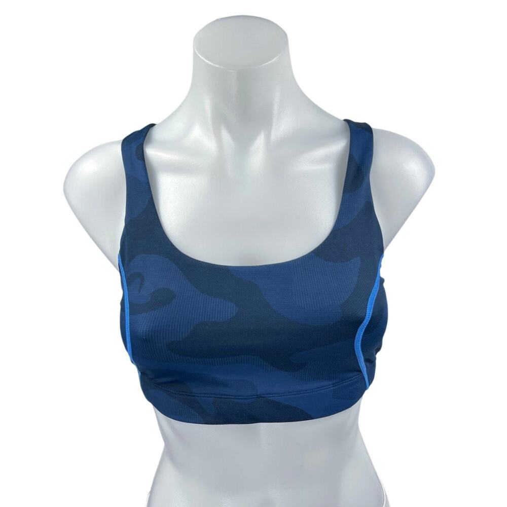 Lilybod Blue Camo Camouflage Sleeveless Activewear Sports Bra Crop Tank Top Sz M
